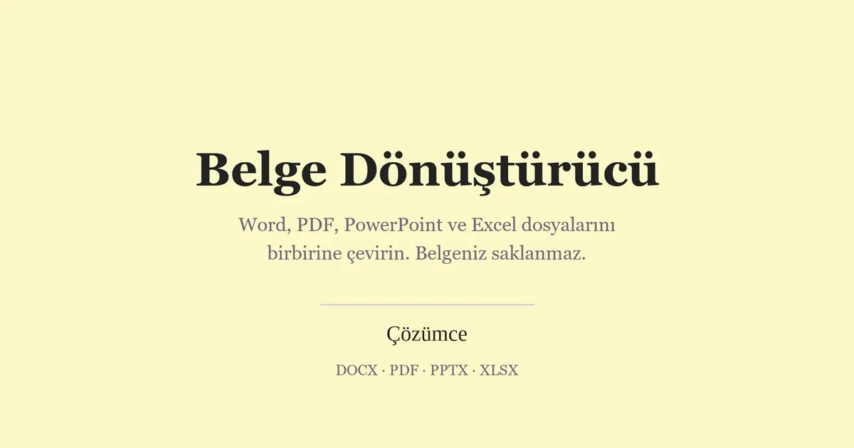 Krem zeminde Belge Dönüştürücü adı ve DOCX, PDF, PPTX, XLSX biçim zinciri