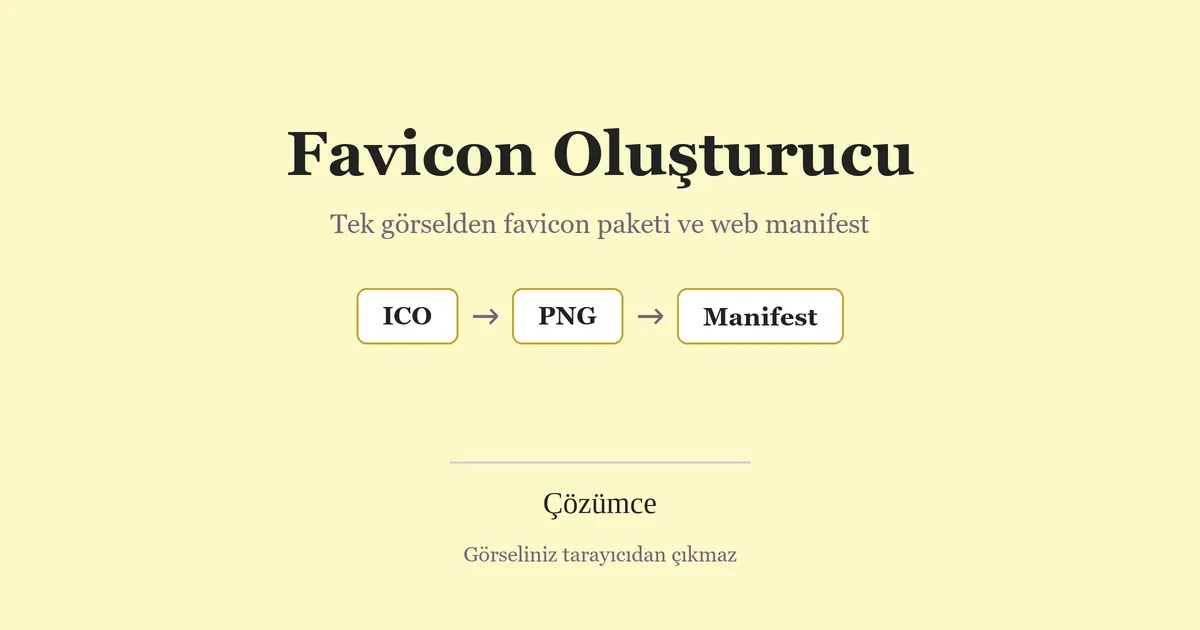 Krem zeminde Favicon Oluşturucu adı ve ICO, PNG, Manifest kutuları